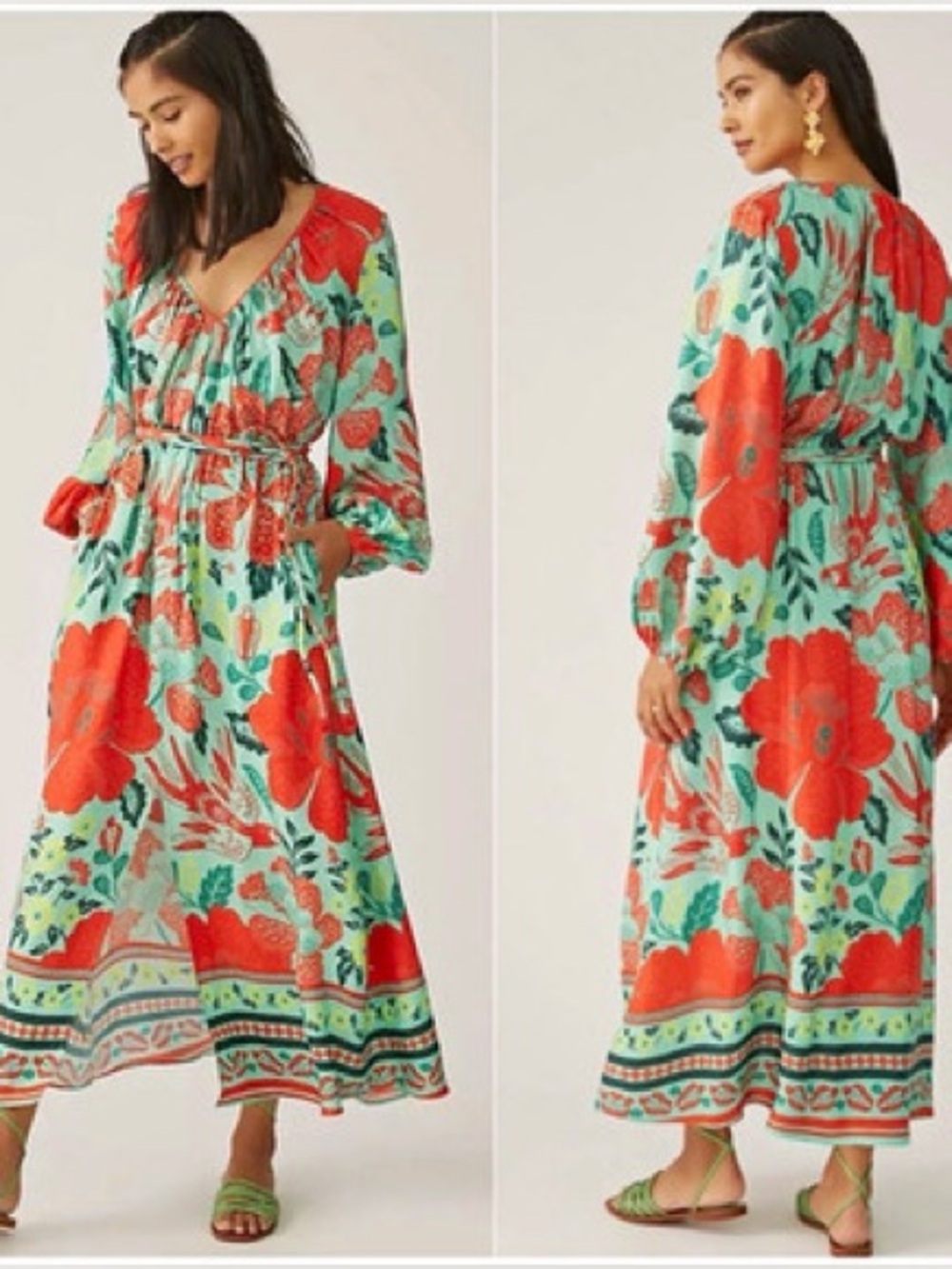 Farm Rio x Anthropologie Poppy Print Maxi Dress